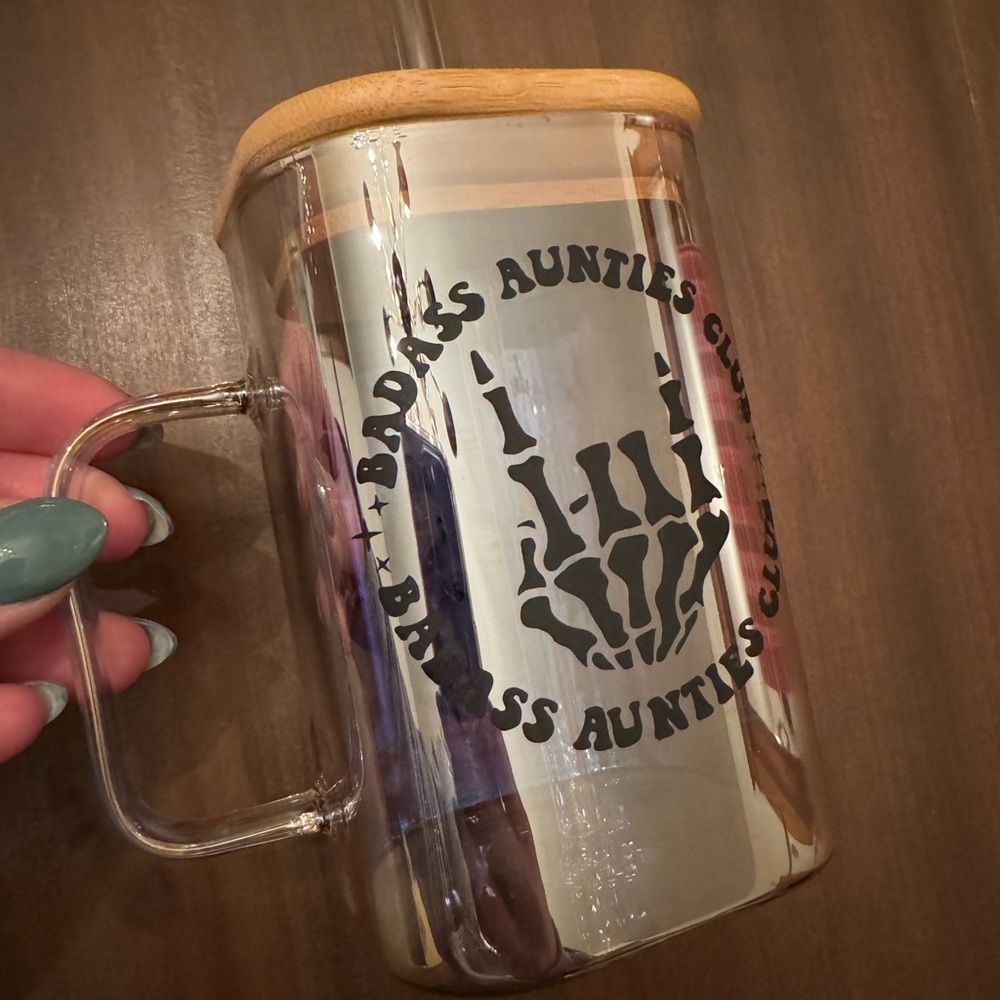 Badass aunties club cup with lid and straw